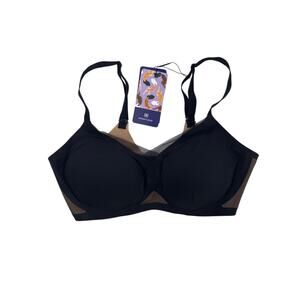 Honeylove Wireless Bra Black Size Large 38B/C Sheer Crisscross NWT